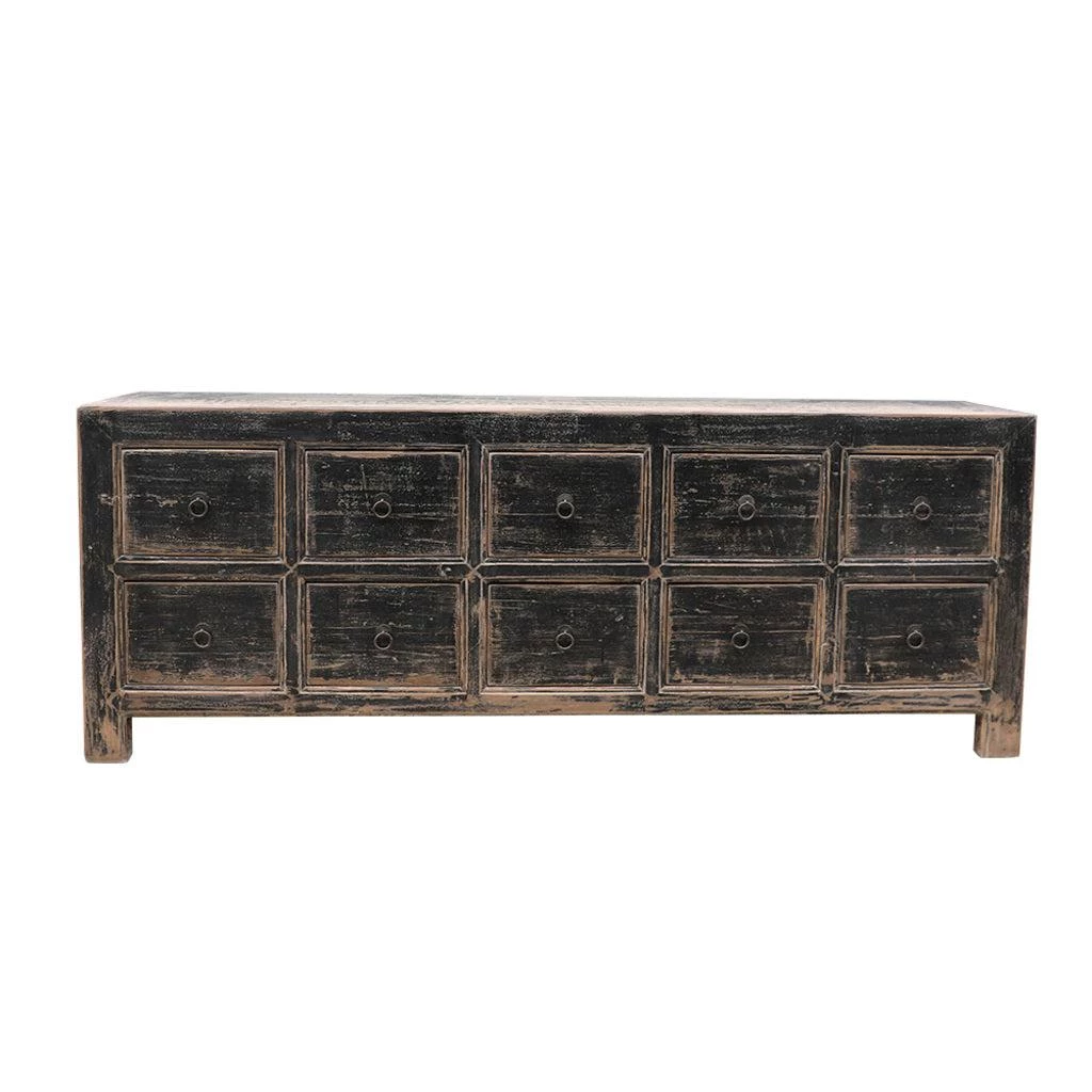 Organic Restoration Black And Worn Pine Cabinet
