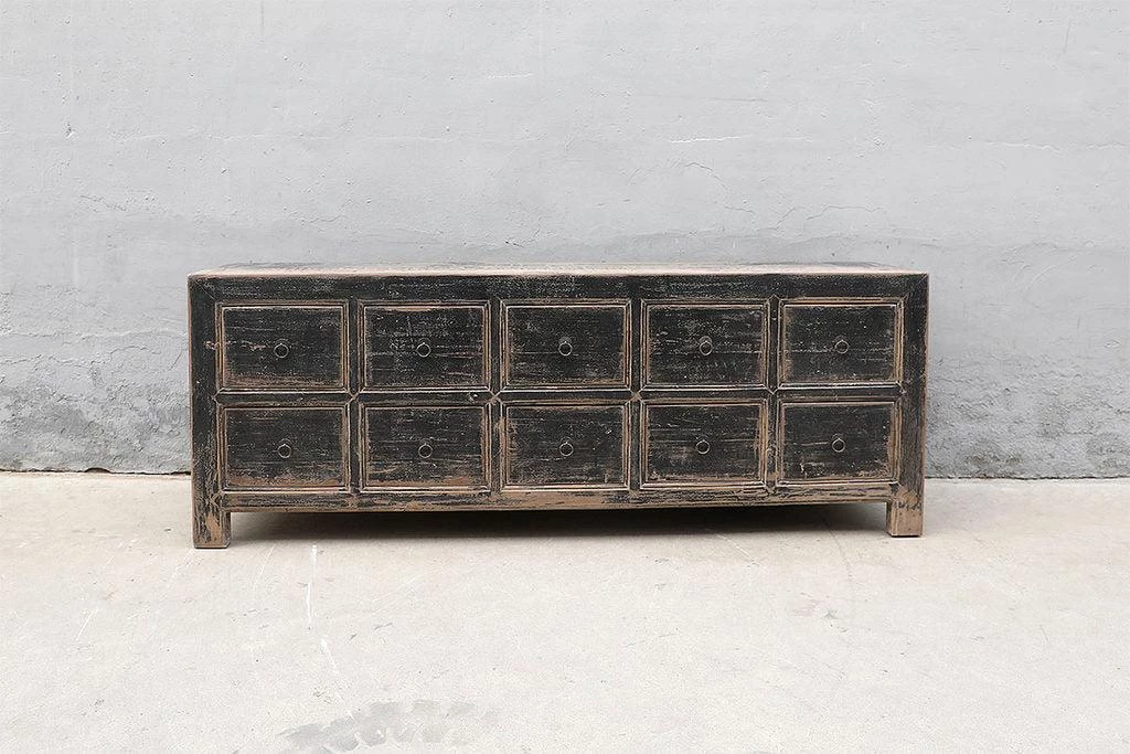 Organic Restoration Black And Worn Pine Cabinet