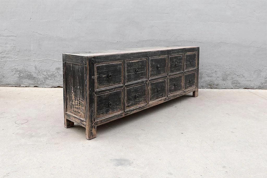 Organic Restoration Black And Worn Pine Cabinet