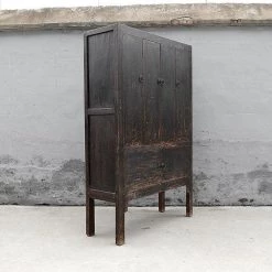 Organic Restoration Black Painted Tall Cabinet