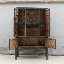 Organic Restoration Black Painted Tall Cabinet