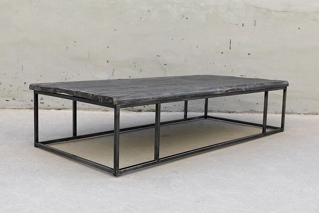 Organic Restoration Elm Tabletop On A Metal Base Furniture