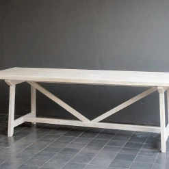 Organic Restoration Farm Table In Lightened Teak