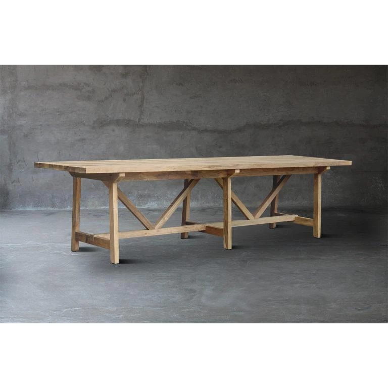 Organic Restoration Farm Table In Teak - With Center Leg