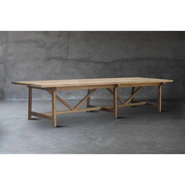 Organic Restoration Farm Table In Teak - With Center Leg
