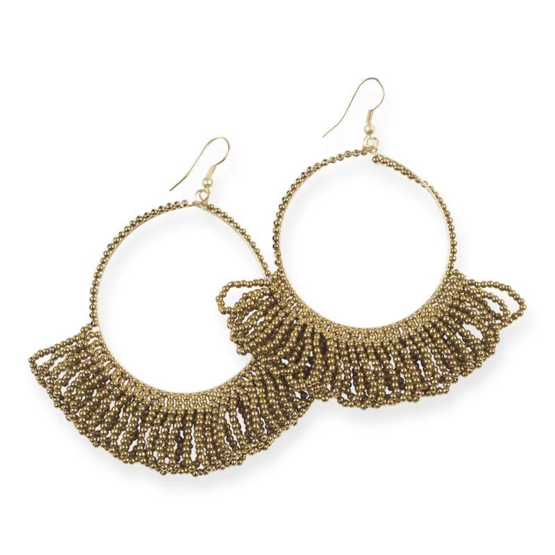 Ink + Alloy Jewelry Fringe Hoop Seed Bead Earrings - 3.5