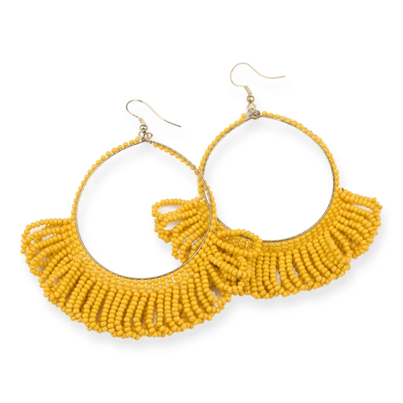 Ink + Alloy Jewelry Fringe Hoop Seed Bead Earrings - 3.5