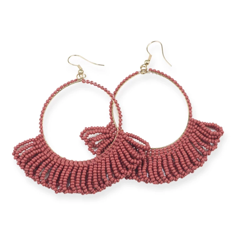 Ink + Alloy Jewelry Fringe Hoop Seed Bead Earrings - 3.5