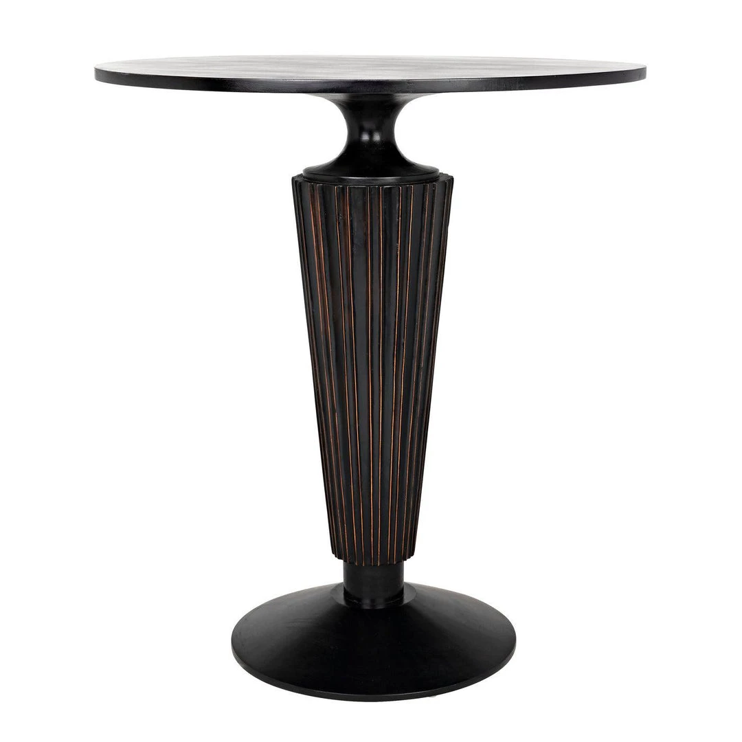 Noir Furniture Dining Tables Noir Gibraltar Bar Table, Hand Rubbed Black With Light Brown Trim