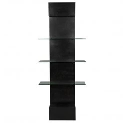 Noir Furniture Noir Colombo Shelving, Black Steel With Glass