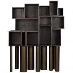 Noir Furniture Noir Mr. Roberts Shelving, Ebony Walnut With Steel Legs