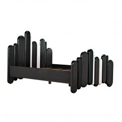 Noir Furniture Noir Corso Bed, Queen, Hand Rubbed Black, Pale, And Solid White