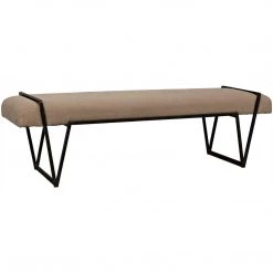 Noir Furniture Noir Larkin Bench, Steel With Linen Accent Tables