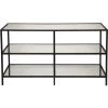 Noir Furniture Noir 3 Tier Console W/ Antique Glass, Black Metal Finish