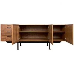 Noir Furniture Noir Mind-Croft Sideboard, Walnut And Metal Buffets