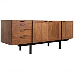 Noir Furniture Noir Mind-Croft Sideboard, Walnut And Metal Buffets