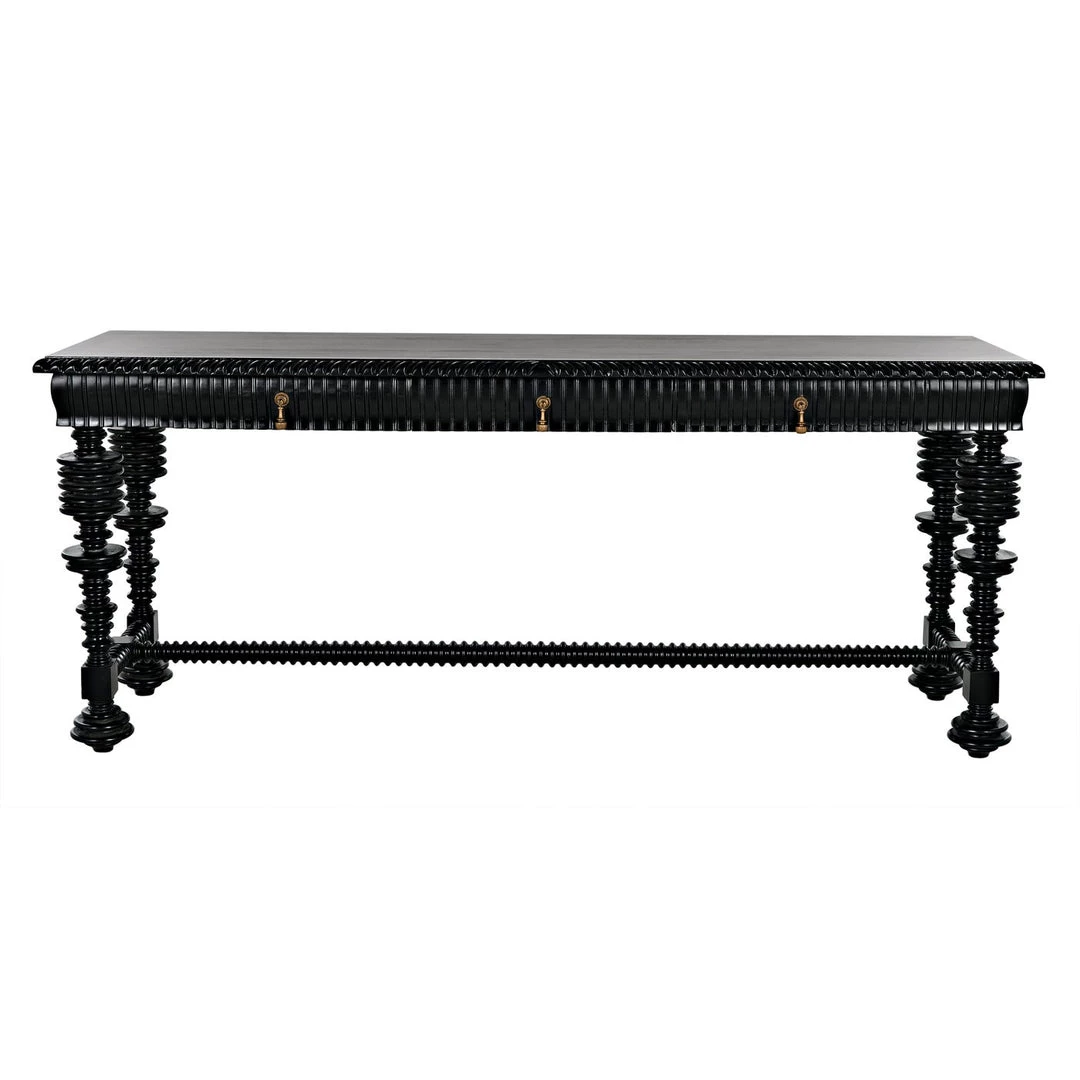 Noir Furniture Noir Portuguese Console, Hand Rubbed Black