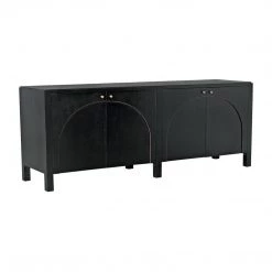 Noir Furniture Noir Weston Sideboard, Hand Rubbed Black With Light Brown Trim