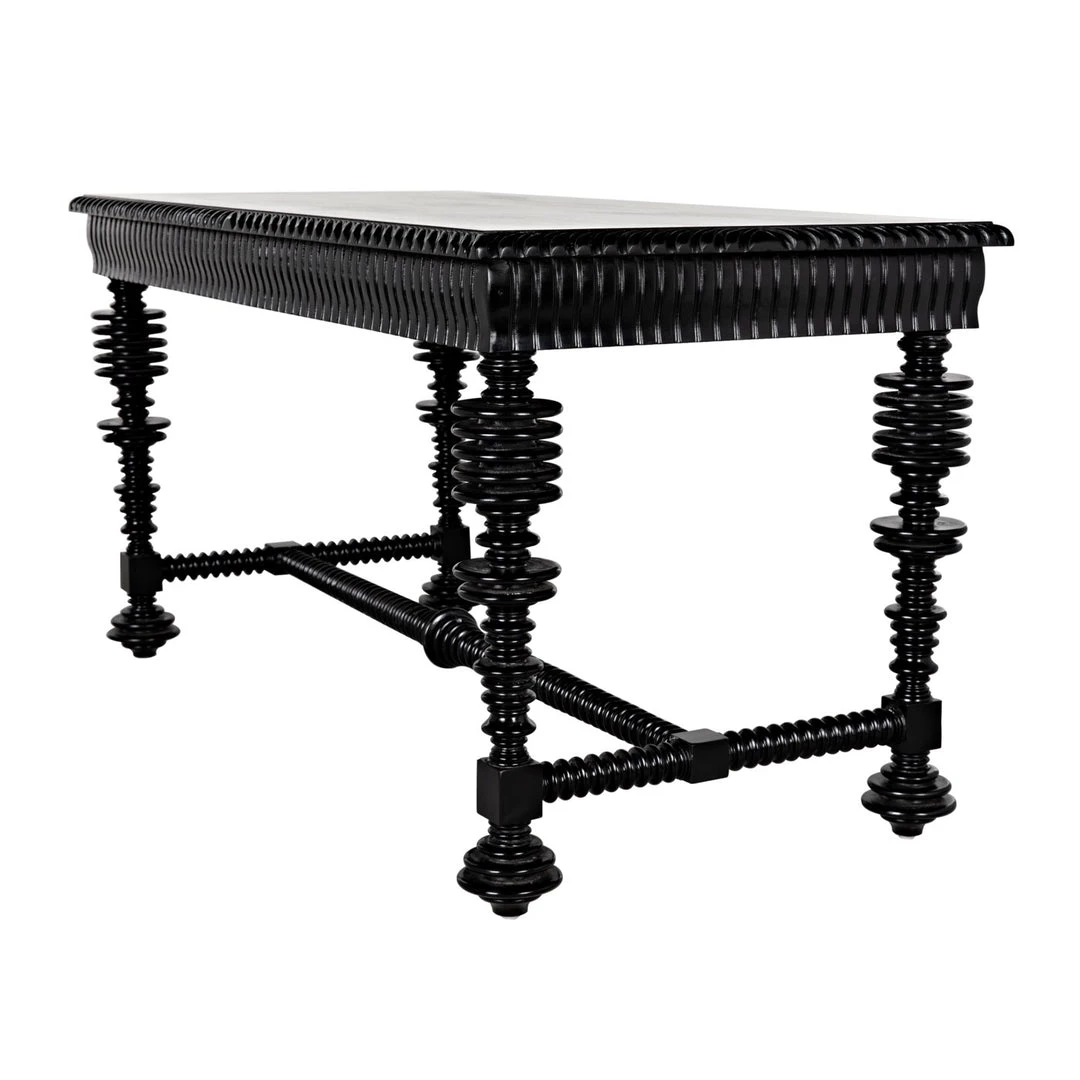 Noir Furniture Noir Portuguese Desk, Small (60"), Hand Rubbed Black