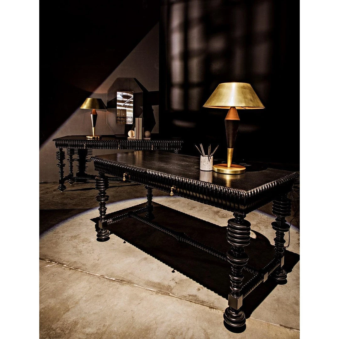 Noir Furniture Noir Portuguese Desk, Small (60"), Hand Rubbed Black