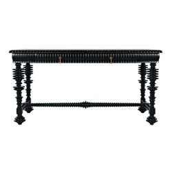Noir Furniture Noir Portuguese Desk, Small (60"), Hand Rubbed Black