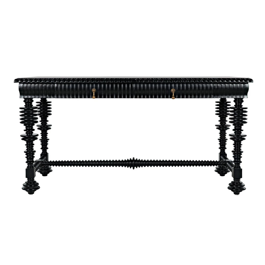 Noir Furniture Noir Portuguese Desk, Small (60"), Hand Rubbed Black