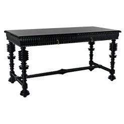 Noir Furniture Noir Portuguese Desk, Small (60"), Hand Rubbed Black