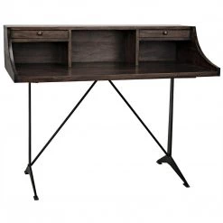 Noir Furniture Noir Croft Desk With Steel, Ebony Walnut