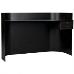 Noir Furniture Noir Scarlett Desk, Black Steel With Ebony Walnut Drawers