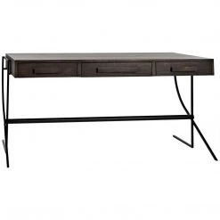 Noir Furniture Noir Frank Desk, Ebony Walnut With Steel