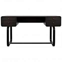 Noir Furniture Noir Voltes Desk, Ebony Walnut With Black Steel