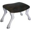 Noir Furniture Noir Claw Leg Saddle Stool W/ Leather, White Weathered Benches & Ottomans