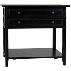 Noir Furniture Noir Colonial 2-Drawer Side Table, Distressed Black Accent Tables