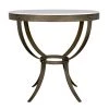 Noir Furniture Noir Byron Side Table, Aged Brass Finish W/ White Marble