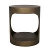 Noir Furniture Noir Eclipse Round Side Table, Metal With Aged Brass Finish Accent Tables