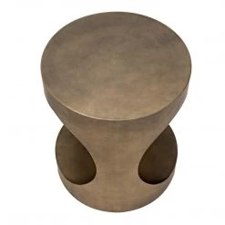 Noir Furniture Noir Eclipse Round Side Table, Metal With Aged Brass Finish Accent Tables