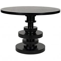 Noir Furniture Noir Corum Round Tble, Hand Rubbed Black
