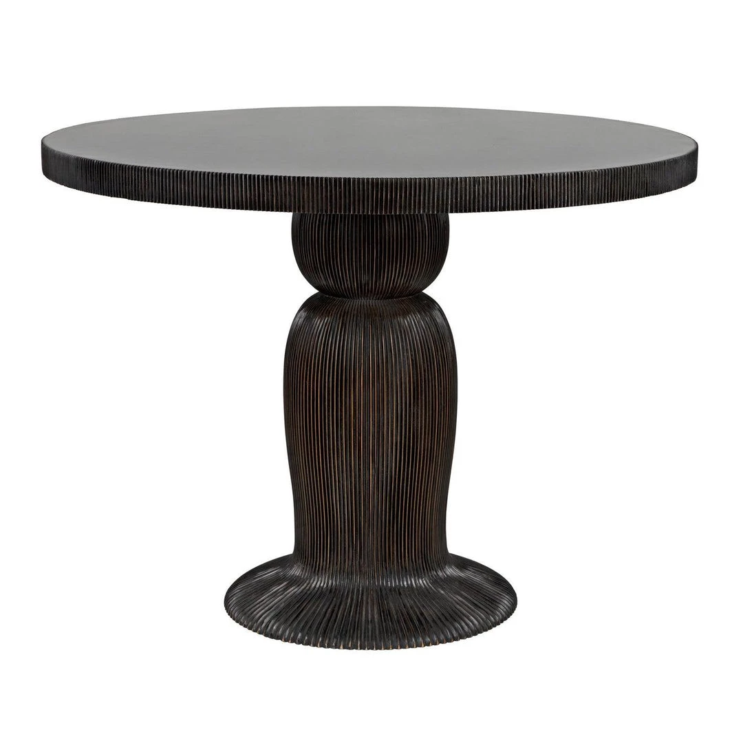 Noir Furniture Noir Portobello Dining Table, Hand Rubbed Black With Light Brown Trim