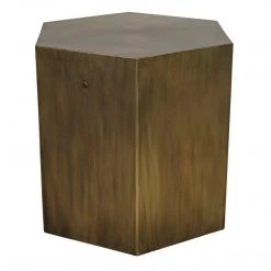Noir Furniture Noir Aria Side Table B, Steel With Aged Brass Finish Accent Tables