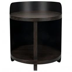 Noir Furniture Noir Mondo Bongo Side Table, Ebony Walnut With Steel Accent Tables