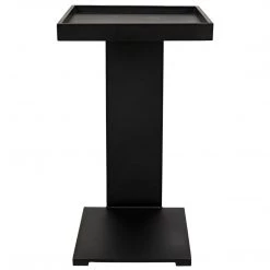 Noir Furniture Noir Ledge All Metal Side Table, Black Steel Accent Tables
