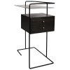Noir Furniture Accent Tables Noir Massimo Side Table, Black Steel And Walnut