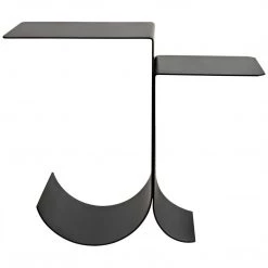 Noir Furniture Noir Rolling Side Table, Black Steel Accent Tables