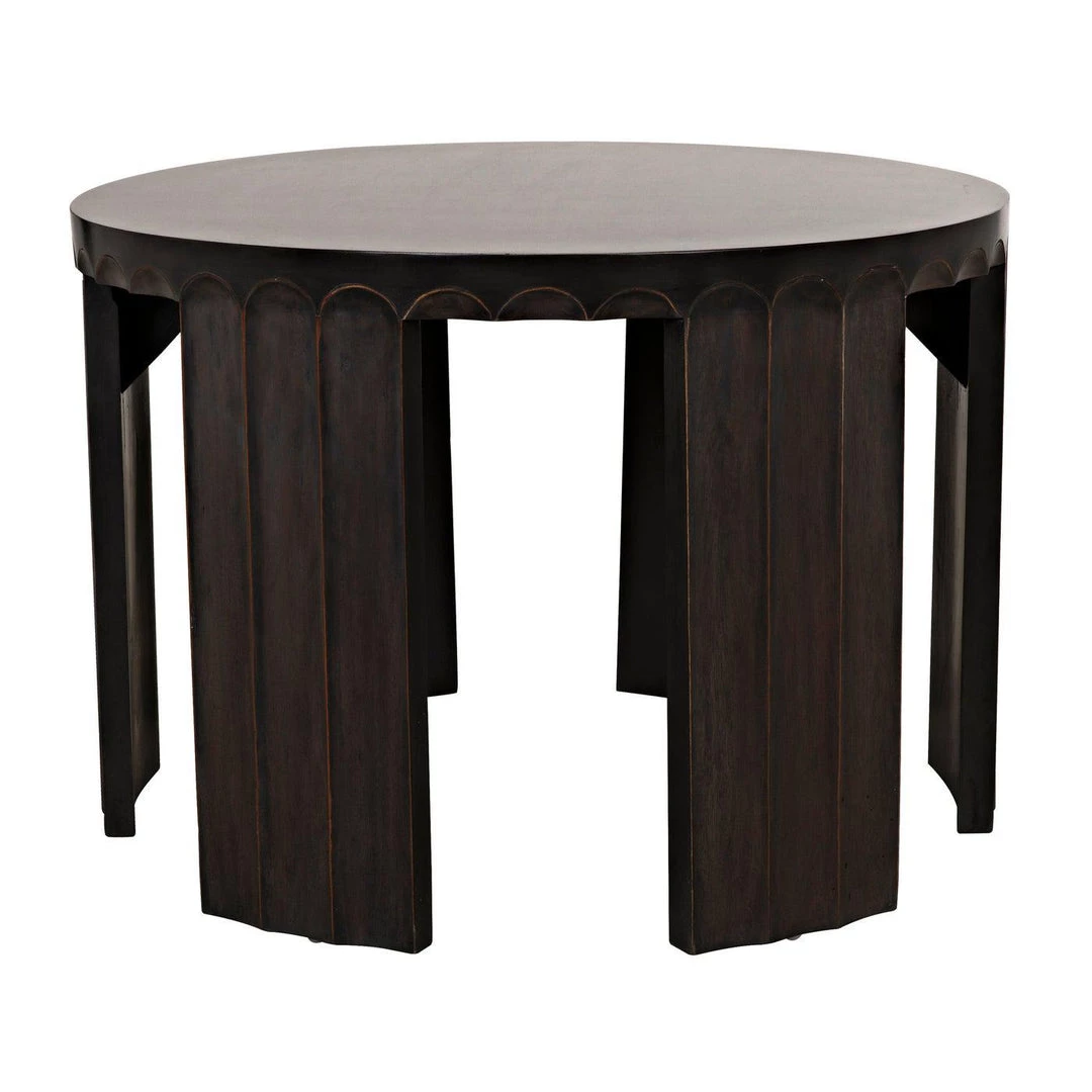 Noir Furniture Noir Fluted Side Table, Pale With Light Brown Trim