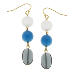 Susan Shaw Jewelry Susan Shaw Handcast Gold Genuine White Turquoise & Agate Drop Earrings