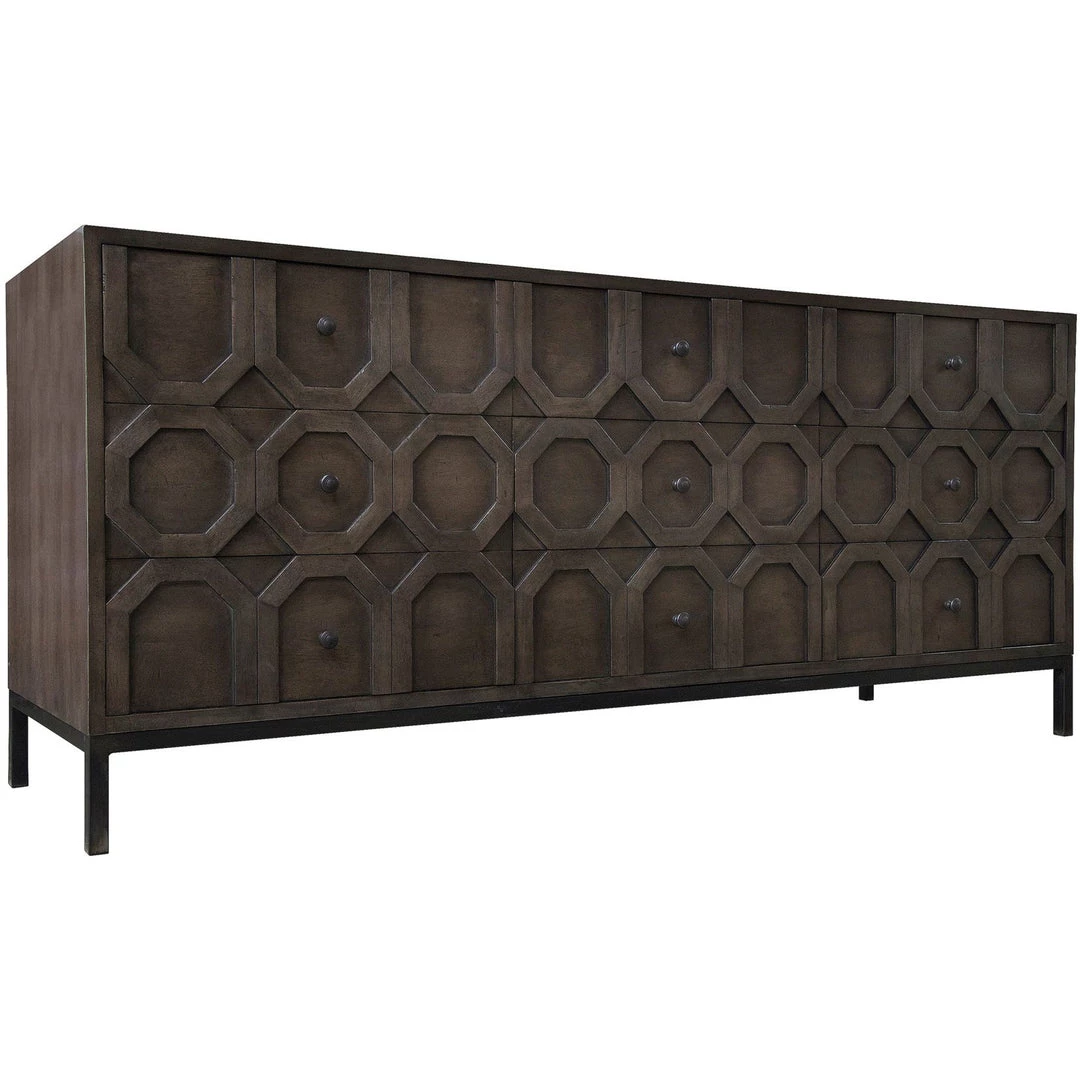 CFC Furniture Hadley 9 Drawer Buffet, Walnut/Metal