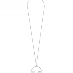 Susan Shaw Jewelry 30in Handcast Silver Half Disc Necklace