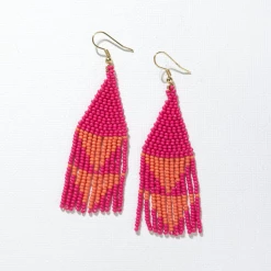 Ink + Alloy Jewelry Hot Pink With Coral Triangles Earrings
