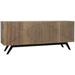 Noir Furniture Noir Illusion Sideboard With Metal Base, Bleached Walnut