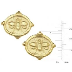 Susan Shaw Jewelry Susan Shaw Handcast Gold "Bee" Intaglio Clip Earrings